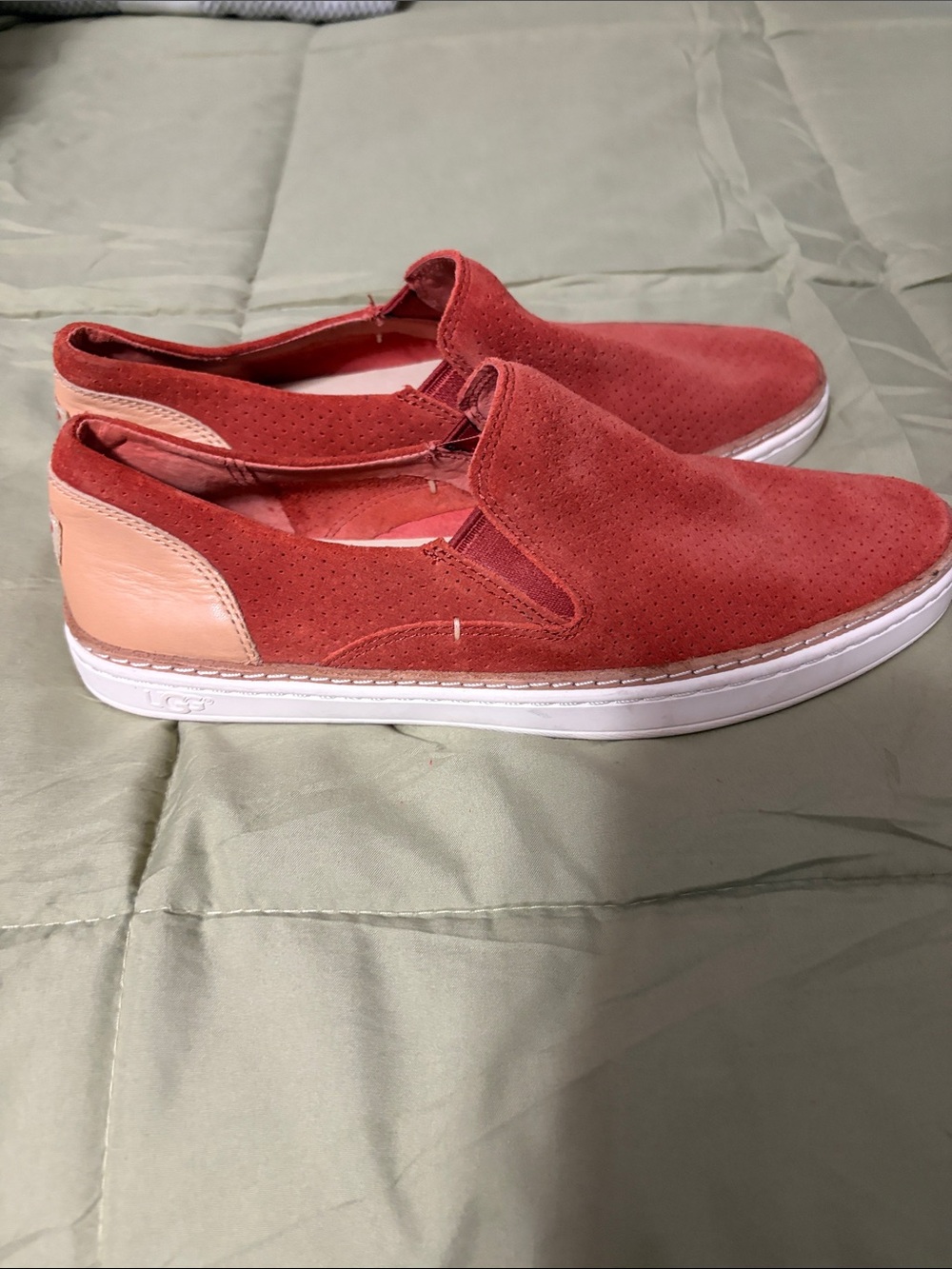 UGG Women's Coral Suede Slip-On Sneakers with Peach Heel Accent